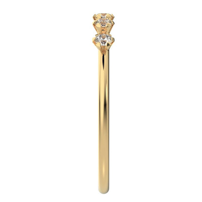 0.09Ct Round Cut Simulated Clear Diamond dainty Half Eternity Stackable light knot 14K / 18K Solid Yellow Gold everyday wedding band