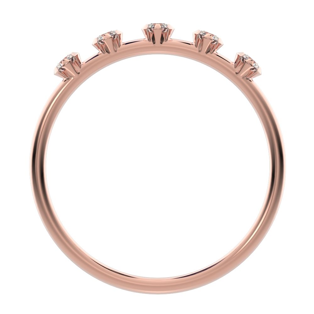 0.09 ct Round Cut Moissanite dainty Minimalist Half Eternity Stackable vintage light knot 14K / 18K Solid Rose Gold everyday wedding band