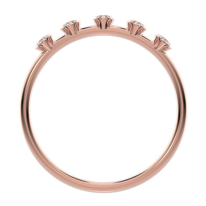 0.09 ct Round Cut Moissanite dainty Minimalist Half Eternity Stackable vintage light knot 14K / 18K Solid Rose Gold everyday wedding band