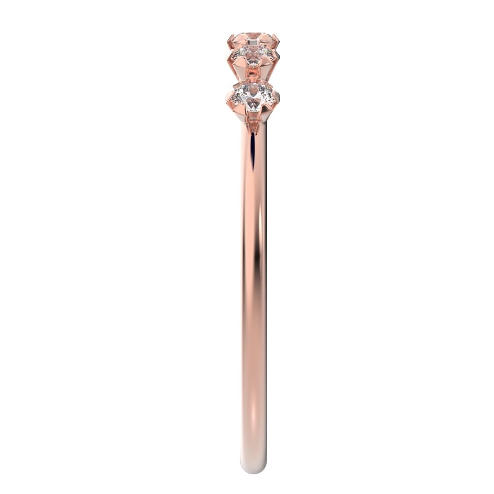 0.09Ct Round Cut Simulated Clear Diamond Minimalist Half Eternity Stackable light knot 14K / 18K Solid Rose Gold everyday wedding band