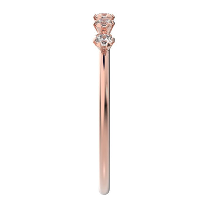 0.09 ct Round Cut Moissanite dainty Minimalist Half Eternity Stackable vintage light knot 14K / 18K Solid Rose Gold everyday wedding band