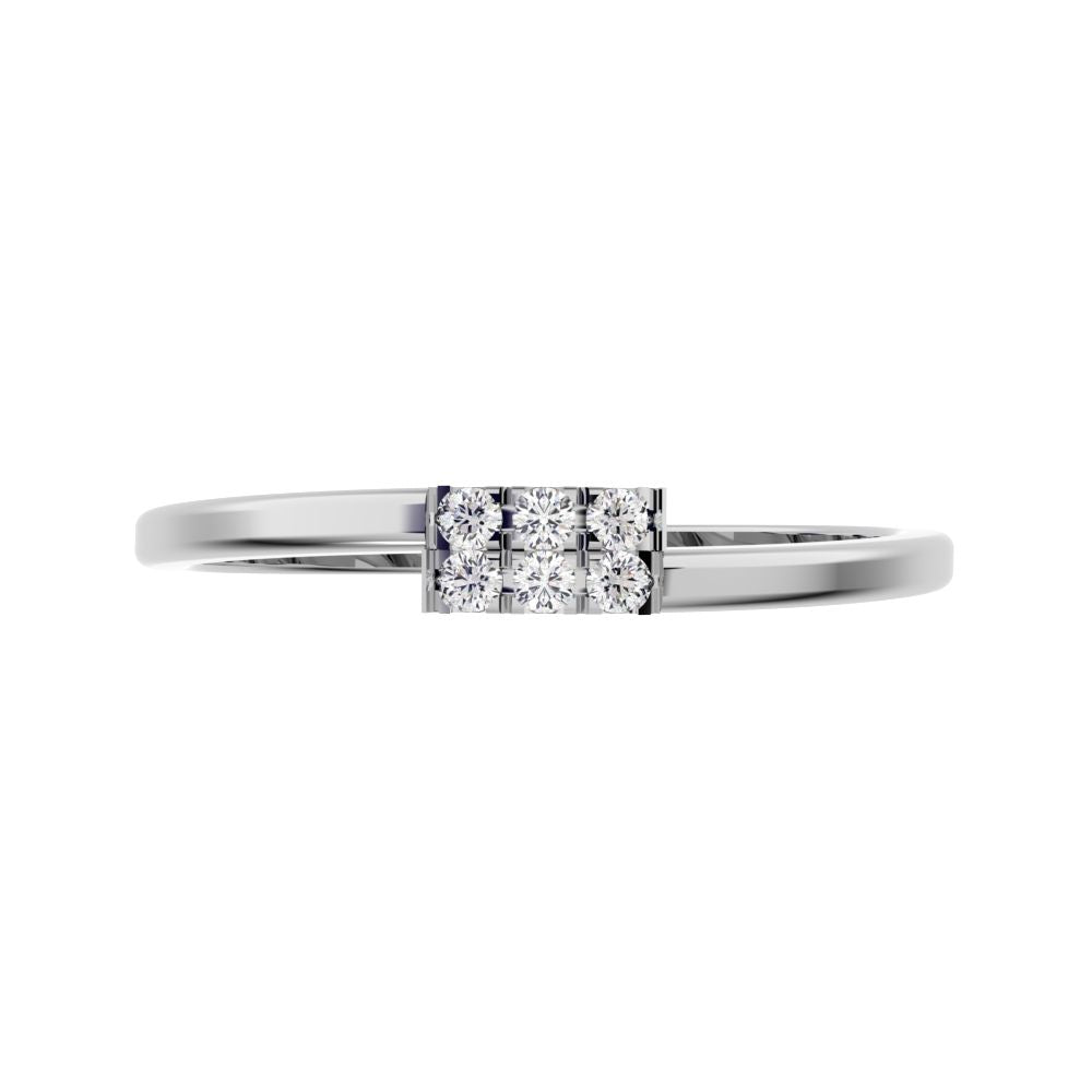 0.09 ct Round Cut Moissanite dainty Minimalist light cluster Stackable overlap 14K / 18K Solid White Gold everyday wedding band