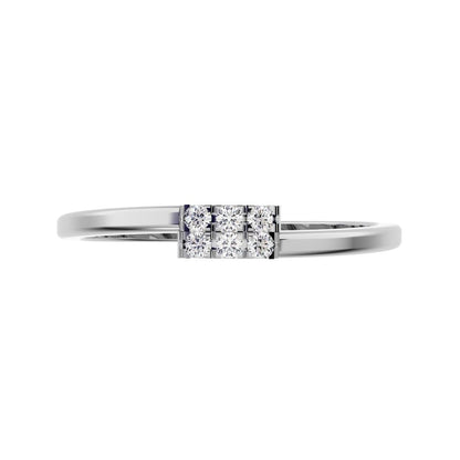 0.09 ct Round Cut Moissanite dainty Minimalist light cluster Stackable overlap 14K / 18K Solid White Gold everyday wedding band