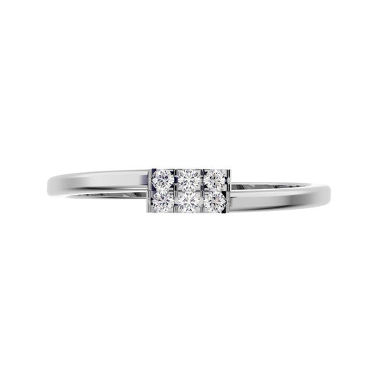 0.09 ct Round Cut Moissanite dainty Minimalist light cluster Stackable overlap 14K / 18K Solid White Gold everyday wedding band