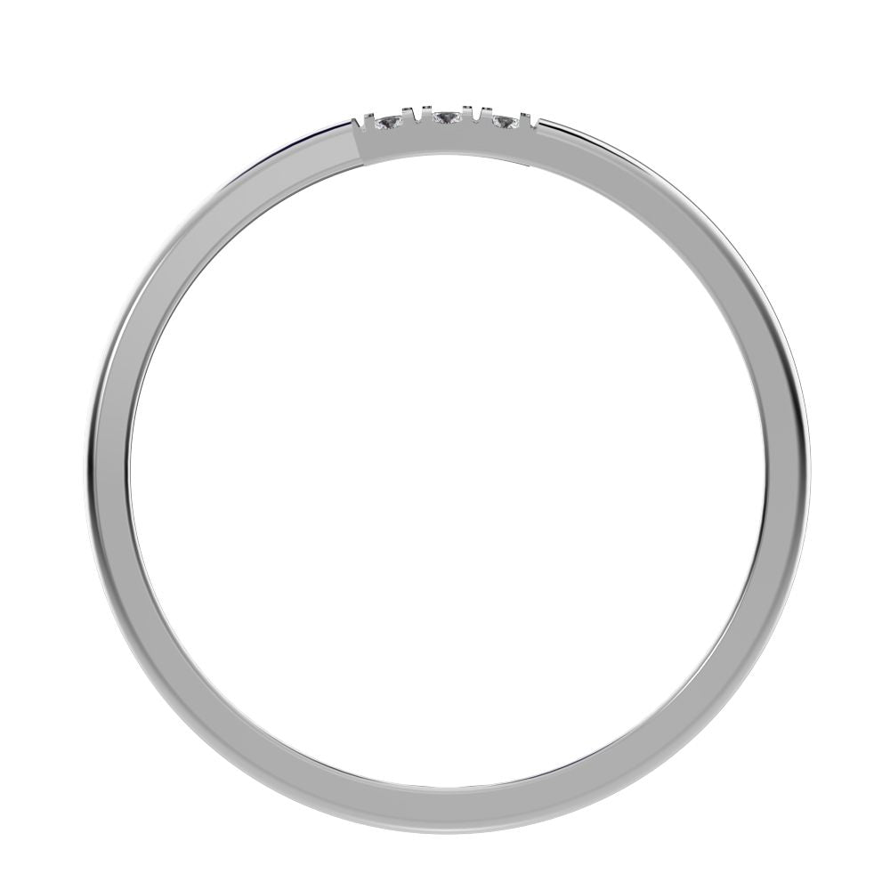 0.09Ct Round Cut Simulated Clear Diamond dainty Minimalist light cluster Stackable overlap 14K / 18K Solid White Gold everyday wedding band