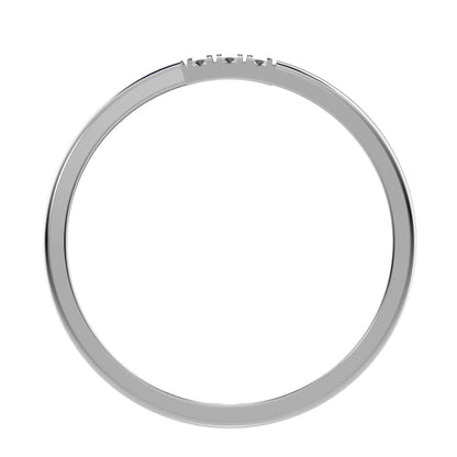 0.09Ct Round Cut Simulated Clear Diamond dainty Minimalist light cluster Stackable overlap 14K / 18K Solid White Gold everyday wedding band
