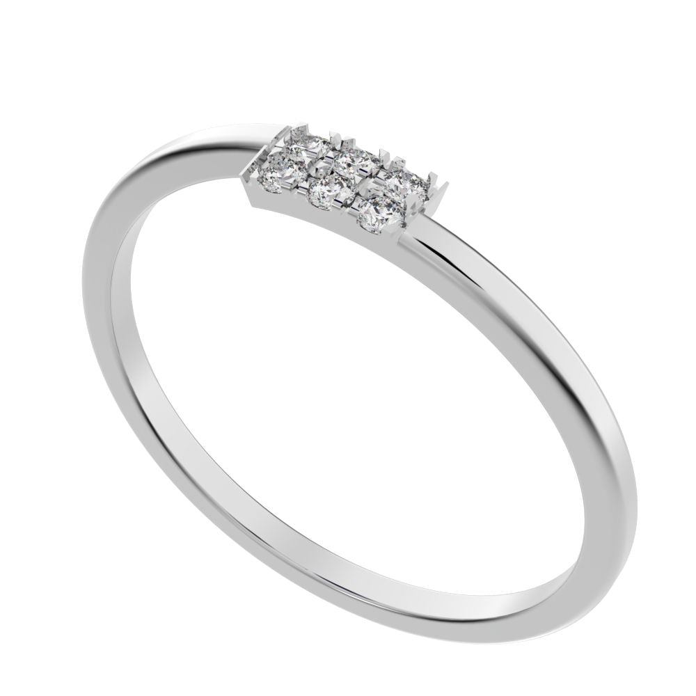 0.09 ct Round Cut Moissanite dainty Minimalist light cluster Stackable overlap 14K / 18K Solid White Gold everyday wedding band