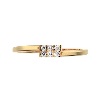 0.09Ct Round Cut Simulated Clear Diamond Minimalist light cluster Stackable overlap 14K / 18K Solid Yellow Gold everyday wedding band