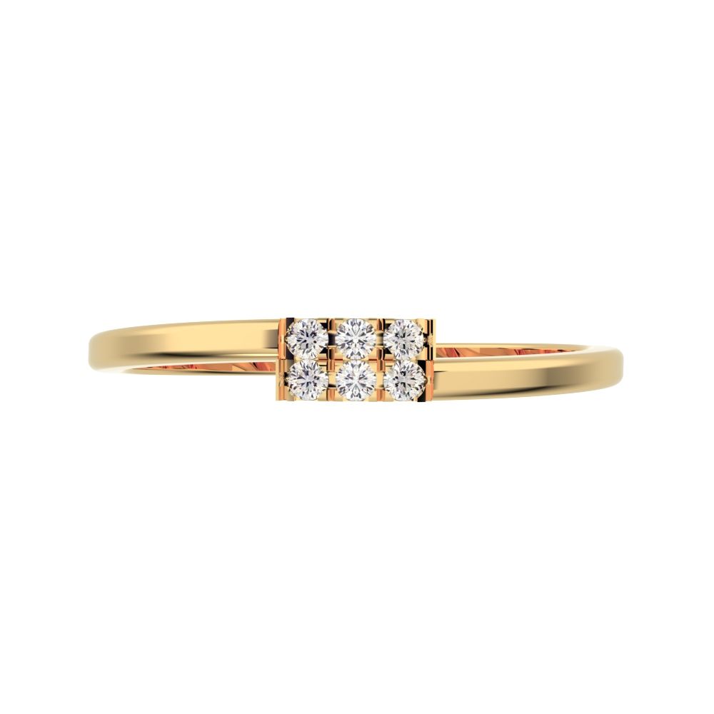 0.09 ct Round Cut Moissanite dainty Minimalist light cluster Stackable overlap 14K / 18K Solid Yellow Gold everyday wedding band