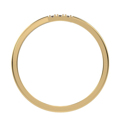 0.09 ct Round Cut Moissanite dainty Minimalist light cluster Stackable overlap 14K / 18K Solid Yellow Gold everyday wedding band