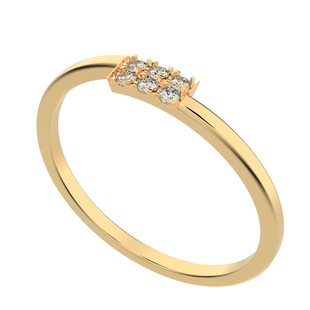 0.09 ct Round Cut Moissanite dainty Minimalist light cluster Stackable overlap 14K / 18K Solid Yellow Gold everyday wedding band