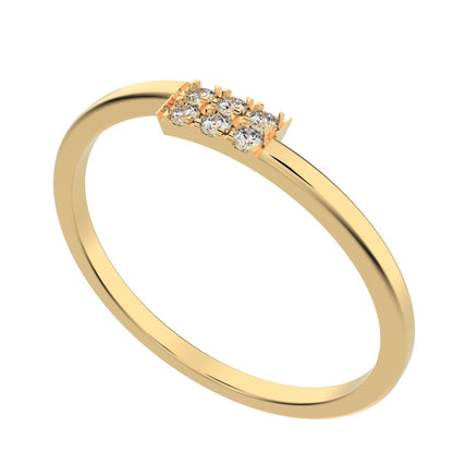 0.09 ct Round Cut Moissanite dainty Minimalist light cluster Stackable overlap 14K / 18K Solid Yellow Gold everyday wedding band