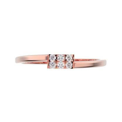 0.09 ct Round Cut Moissanite dainty Minimalist light cluster Stackable overlap 14K / 18K Solid Rose Gold everyday wedding band