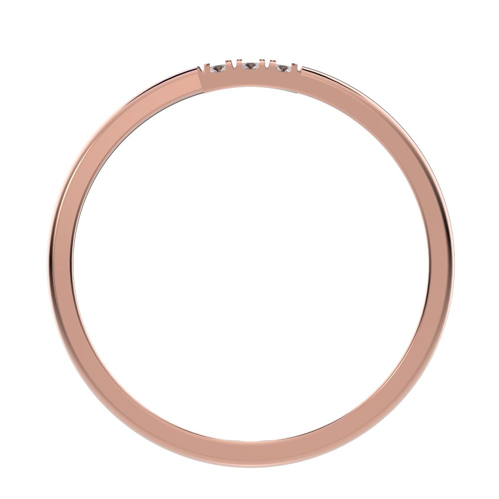 0.09 ct Round Cut Moissanite dainty Minimalist light cluster Stackable overlap 14K / 18K Solid Rose Gold everyday wedding band