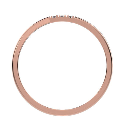 0.09 ct Round Cut Moissanite dainty Minimalist light cluster Stackable overlap 14K / 18K Solid Rose Gold everyday wedding band
