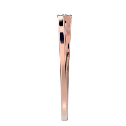 0.09 ct Round Cut Simulated Clear Diamond dainty Minimalist light cluster Stackable overlap 14K / 18K Solid Rose Gold everyday wedding band