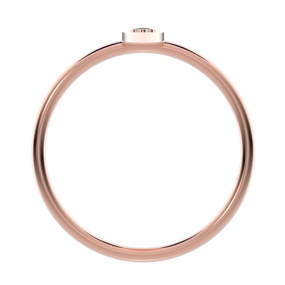 0.17 ct Round Cut Simulated Clear Diamond dainty Minimalist Marquise Shape Bar light cocktail 14K / 18K Solid Rose Gold everyday ring