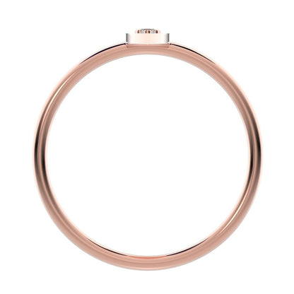 0.17 ct Round Cut Moissanite dainty Minimalist Marquise Shape Bar light cocktail 14K / 18K Solid Rose Gold everyday ring