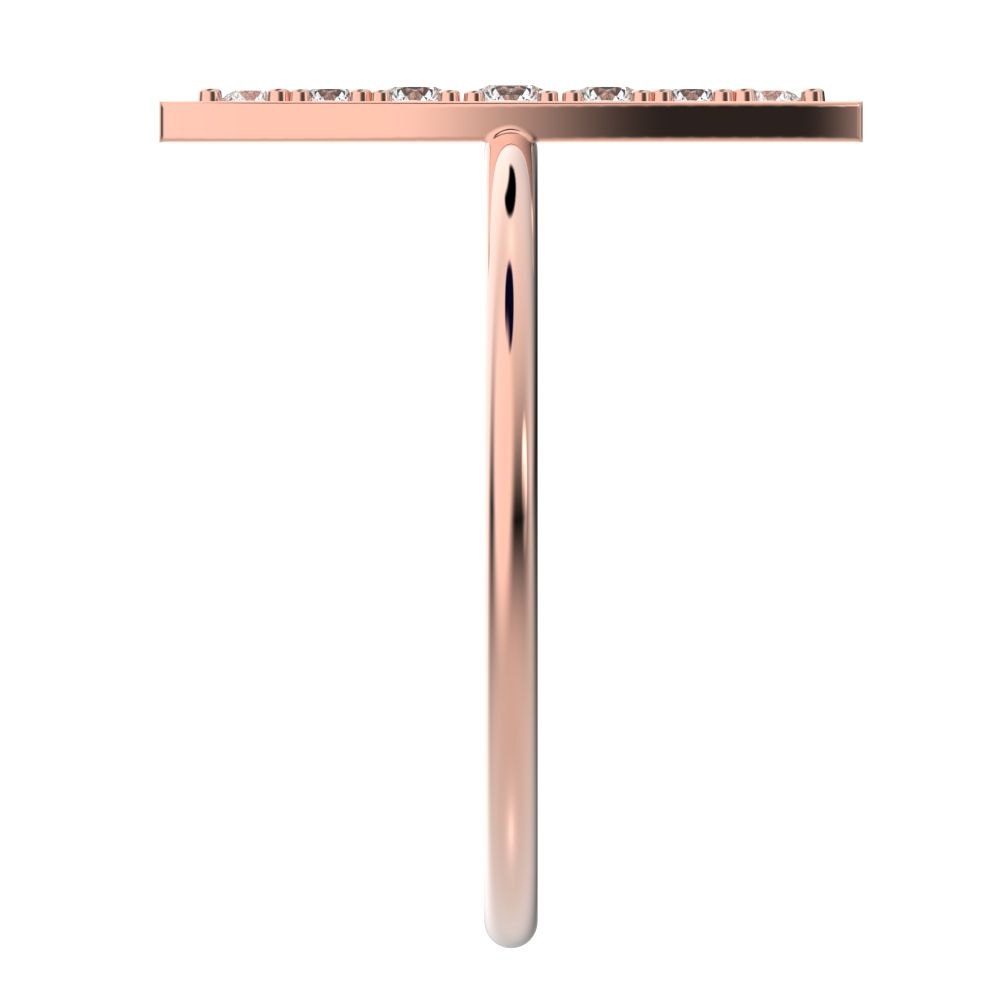 0.17 ct Round Cut Simulated Clear Diamond dainty Minimalist Marquise Shape Bar light cocktail 14K / 18K Solid Rose Gold everyday ring