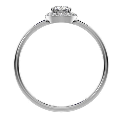 0.56 ct oval Cut Moissanite dainty Minimalist halo solitaire with accents light cocktail 14K / 18K Solid White Gold everyday ring