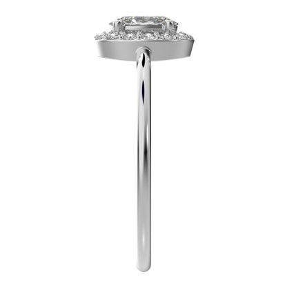 0.56 ct oval Cut Moissanite dainty Minimalist halo solitaire with accents light cocktail 14K / 18K Solid White Gold everyday ring