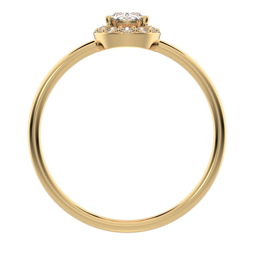 0.56 ct oval Cut Moissanite dainty Minimalist halo solitaire with accents light cocktail 14K / 18K Solid Yellow Gold everyday ring