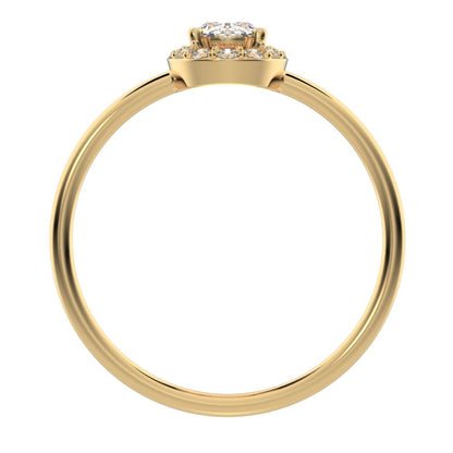 0.56 ct oval Cut Moissanite dainty Minimalist halo solitaire with accents light cocktail 14K / 18K Solid Yellow Gold everyday ring