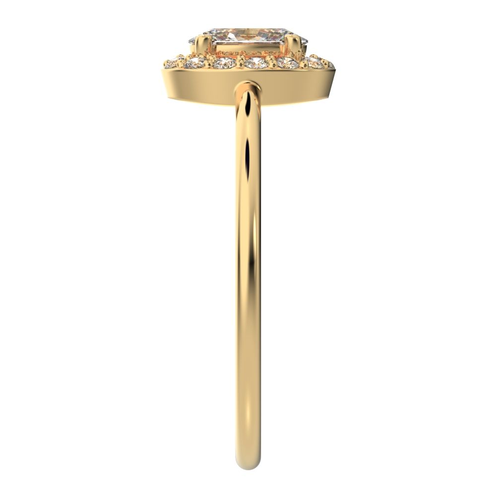 0.56 ct oval Cut Simulated Clear Diamond dainty Minimalist halo solitaire with accents cocktail 14K / 18K Solid Yellow Gold everyday ring
