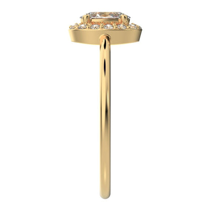 0.56 ct oval Cut Simulated Clear Diamond dainty Minimalist halo solitaire with accents cocktail 14K / 18K Solid Yellow Gold everyday ring