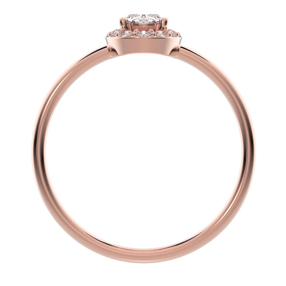 0.56 ct oval Cut Simulated Clear Diamond dainty Minimalist halo solitaire with accents cocktail 14K / 18K Solid Rose Gold everyday ring
