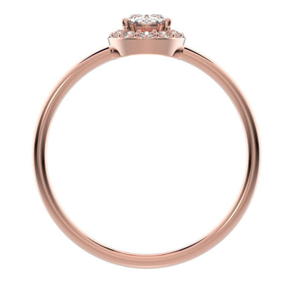 0.56 ct oval Cut Simulated Clear Diamond dainty Minimalist halo solitaire with accents cocktail 14K / 18K Solid Rose Gold everyday ring