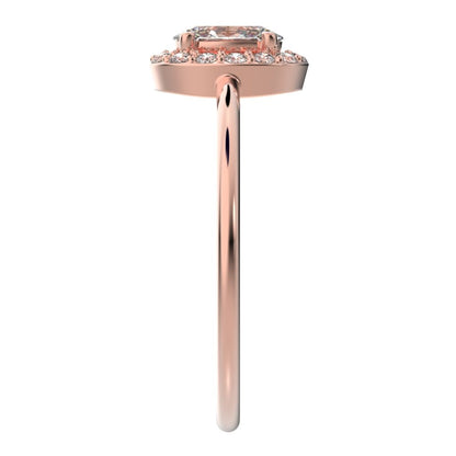 0.56 ct oval Cut Simulated Clear Diamond dainty Minimalist halo solitaire with accents cocktail 14K / 18K Solid Rose Gold everyday ring