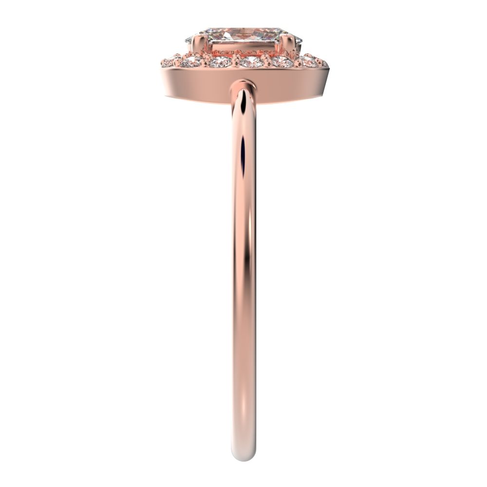0.56 ct oval Cut Moissanite dainty Minimalist halo solitaire with accents light cocktail 14K / 18K Solid Rose Gold everyday ring