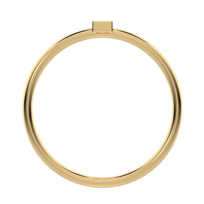 0.15 ct Baguette Cut Simulated Clear Diamond Minimalist Vertical Geometric rectangle cocktail 14K / 18K Solid Yellow Gold everyday ring