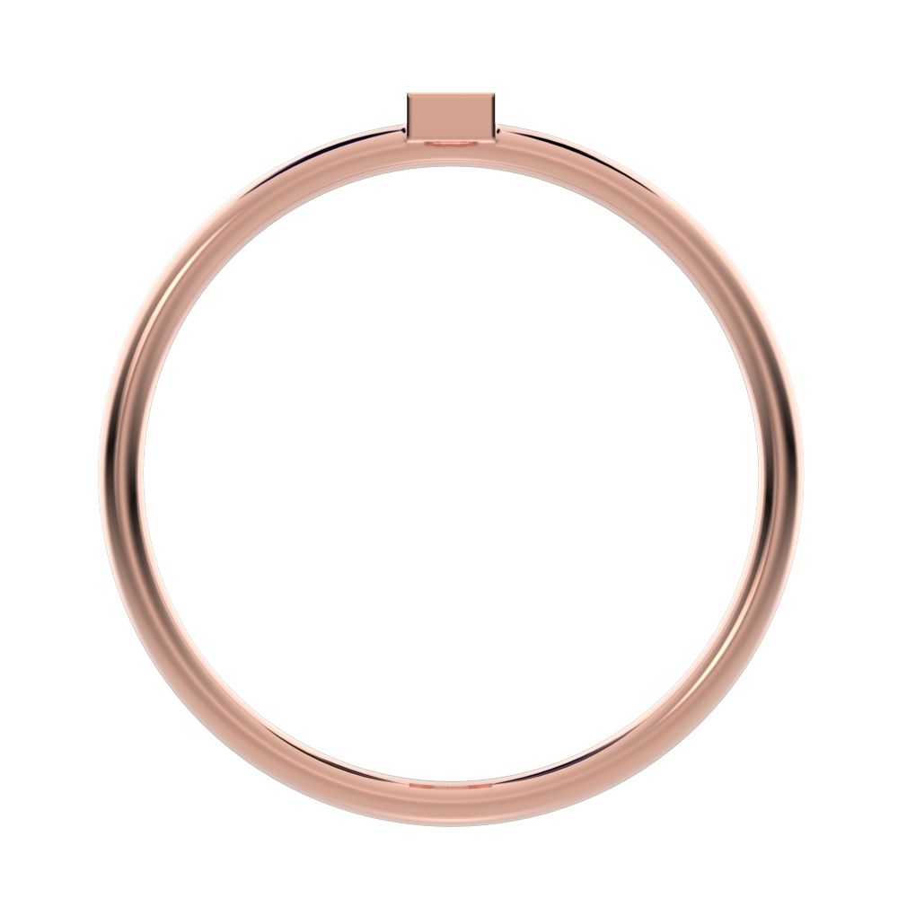 0.15 ct Baguette Cut Simulated Clear Diamond Minimalist Vertical Geometric rectangle cocktail 14K / 18K Solid Rose Gold everyday ring