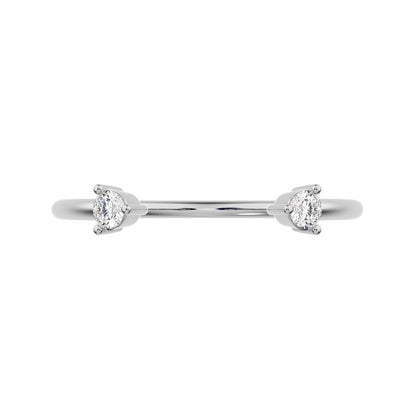 0.08Ct Round Cut Simulated Clear Diamond adjustable 2 stone Stackable light Toi et Moi 14K / 18K Solid White Gold everyday wedding band