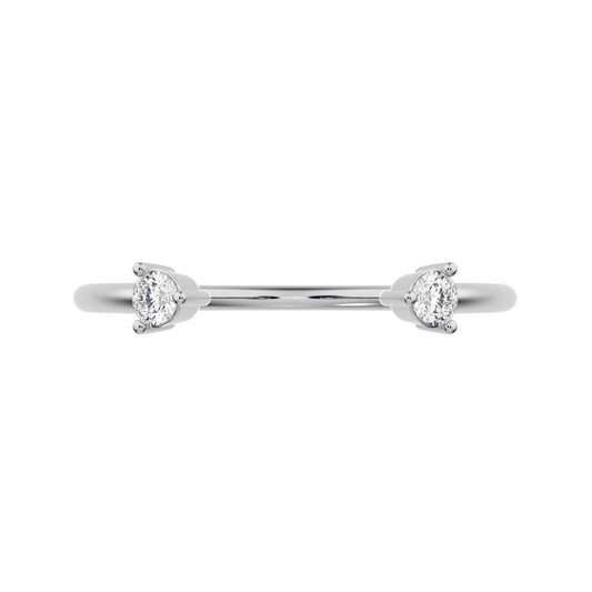 0.08Ct Round Cut Simulated Clear Diamond adjustable 2 stone Stackable light Toi et Moi 14K / 18K Solid White Gold everyday wedding band