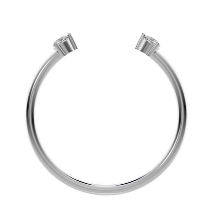 0.08Ct Round Cut Moissanite Minimalist adjustable 2 stone Stackable light Toi et Moi 14K / 18K Solid White Gold everyday wedding band