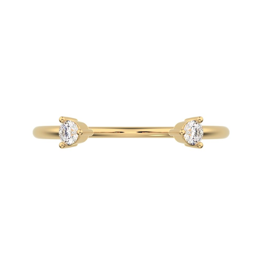 0.08Ct Round Cut Moissanite Minimalist adjustable 2 stone Stackable light Toi et Moi 14K / 18K Solid Yellow Gold everyday wedding band