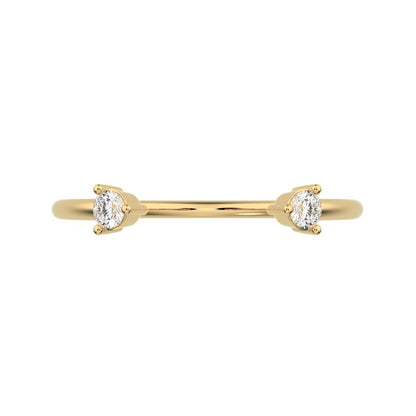 0.08Ct Round Cut Moissanite Minimalist adjustable 2 stone Stackable light Toi et Moi 14K / 18K Solid Yellow Gold everyday wedding band