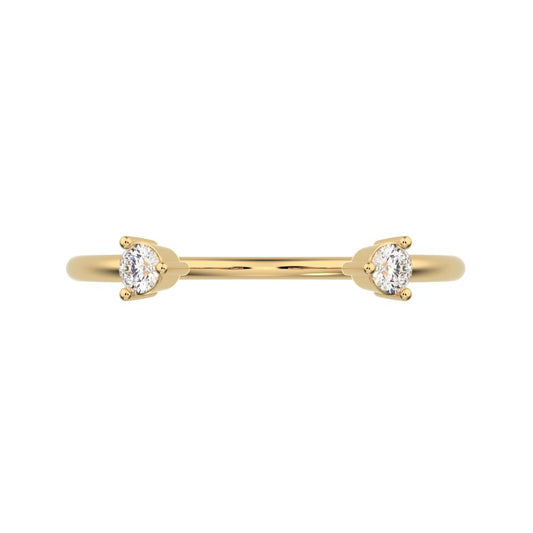 0.08Ct Round Cut Moissanite Minimalist adjustable 2 stone Stackable light Toi et Moi 14K / 18K Solid Yellow Gold everyday wedding band