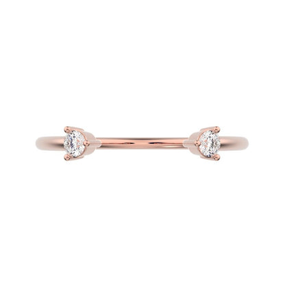 0.08Ct Round Cut Moissanite dainty Minimalist adjustable 2 stone Stackable light Toi et Moi 14K / 18K Solid Rose Gold everyday wedding band