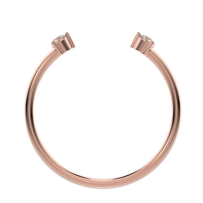 0.08Ct Round Cut Moissanite dainty Minimalist adjustable 2 stone Stackable light Toi et Moi 14K / 18K Solid Rose Gold everyday wedding band