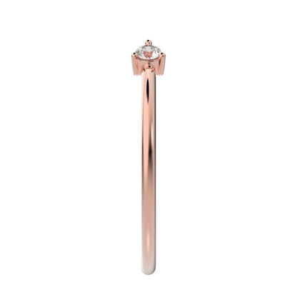 0.08Ct Round Cut Simulated Clear Diamond adjustable 2 stone Stackable light Toi et Moi 14K / 18K Solid Rose Gold everyday wedding band