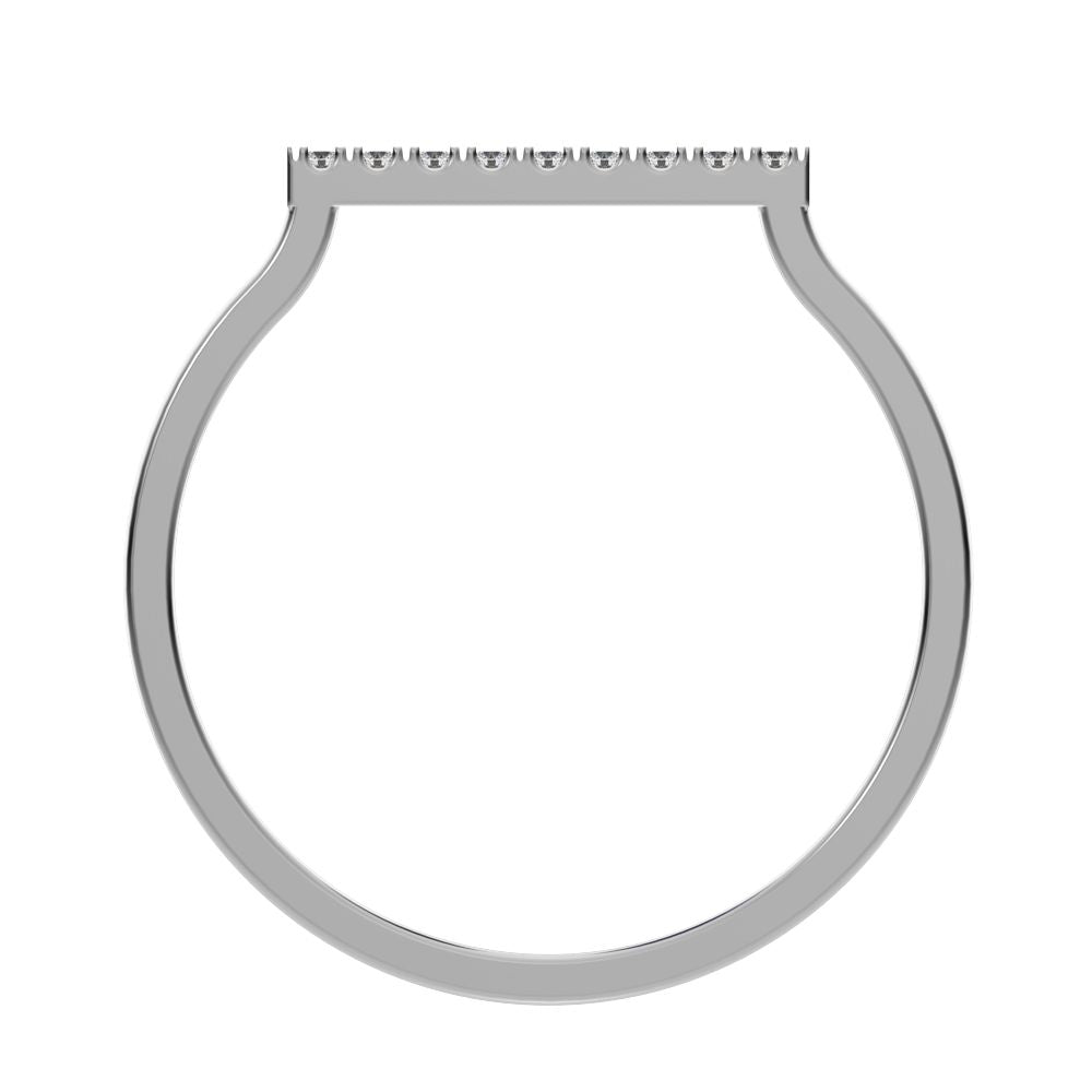 0.0675Ct Round Cut Simulated Clear Diamond Minimalist Half Eternity Stackable simple 14K / 18K Solid White Gold everyday wedding band