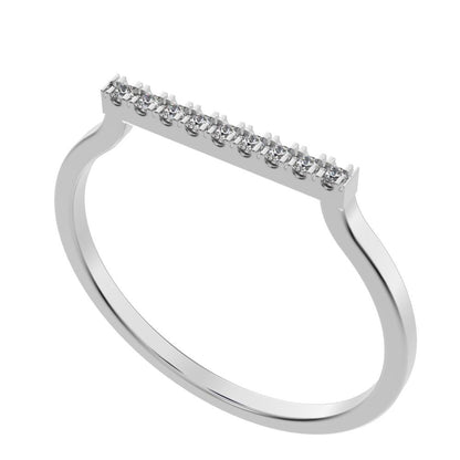 0.0675Ct Round Cut Simulated Clear Diamond Minimalist Half Eternity Stackable simple 14K / 18K Solid White Gold everyday wedding band