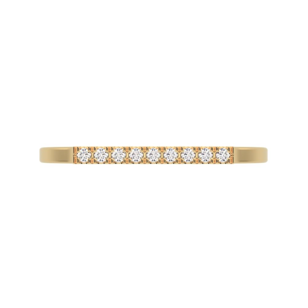0.0675 ct Round Cut Moissanite dainty Minimalist Half Eternity Stackable light simple 14K / 18K Solid Yellow Gold everyday wedding band