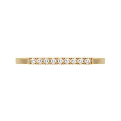 0.0675 ct Round Cut Moissanite dainty Minimalist Half Eternity Stackable light simple 14K / 18K Solid Yellow Gold everyday wedding band