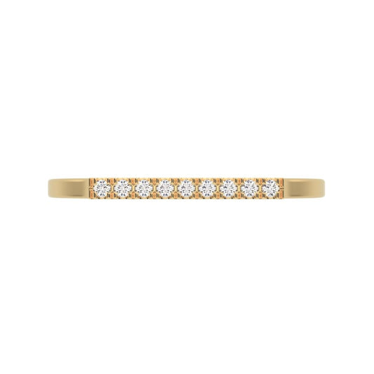 0.0675 ct Round Cut Moissanite dainty Minimalist Half Eternity Stackable light simple 14K / 18K Solid Yellow Gold everyday wedding band