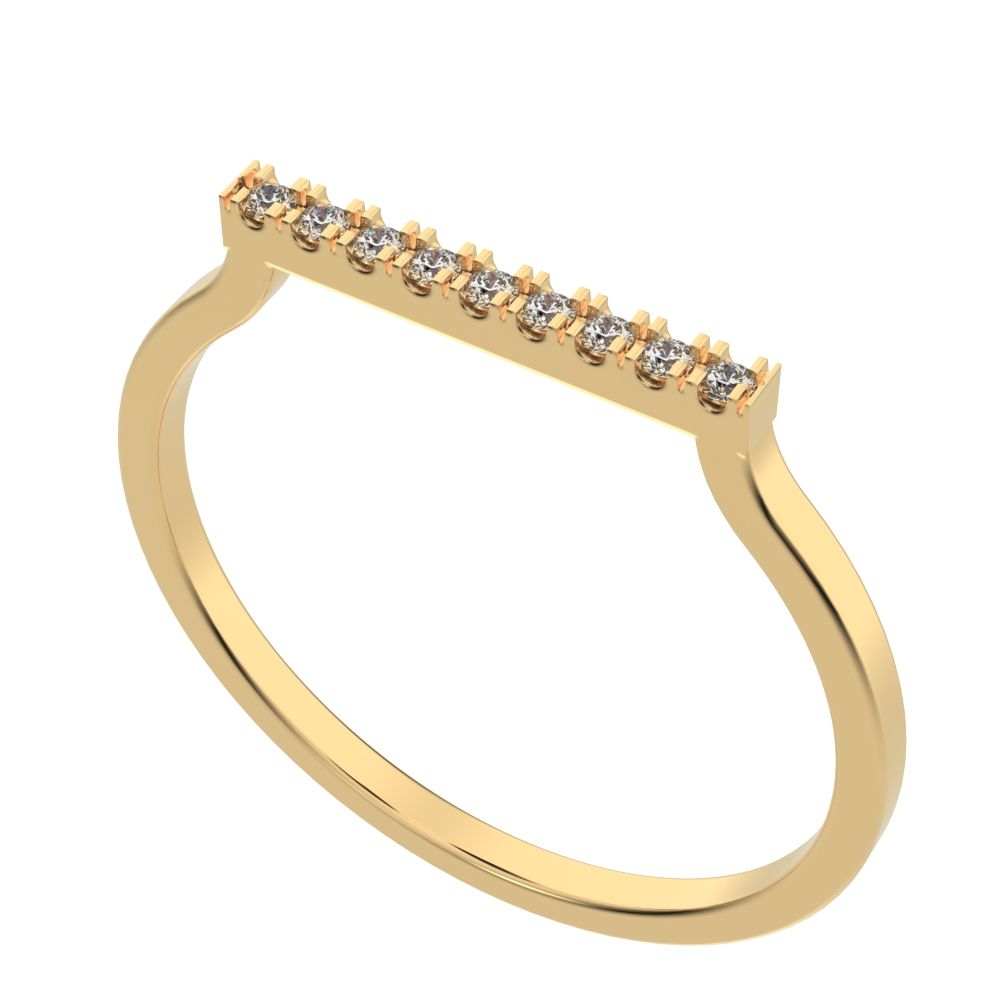 0.0675Ct Round Cut Simulated Clear Diamond Minimalist Half Eternity Stackable simple 14K / 18K Solid Yellow Gold everyday wedding band